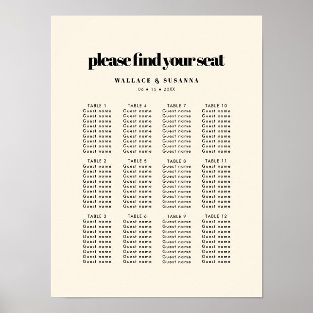 Poster Carte mariage simple, élégante et chic (Devant)