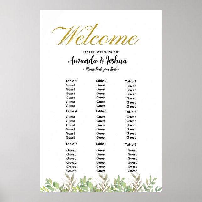 Poster Carte mariage simple Eucalyptus (Devant)