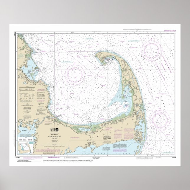 Poster Carte marine de Cape Cod Bay 13246 (Devant)