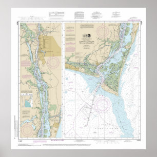 Poster Carte marine de la rivière Cape Fear 11537