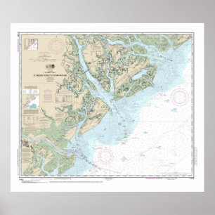 Poster Carte marine du détroit de Sainte-Hélène à la rivi