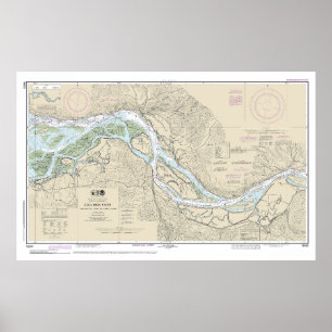 Poster Carte marine du fleuve Columbia 18523