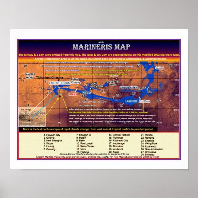 Poster Carte Mars Marineris (Devant)