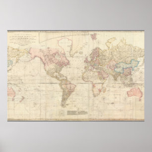 Poster Carte Mercator de l'affiche mondiale