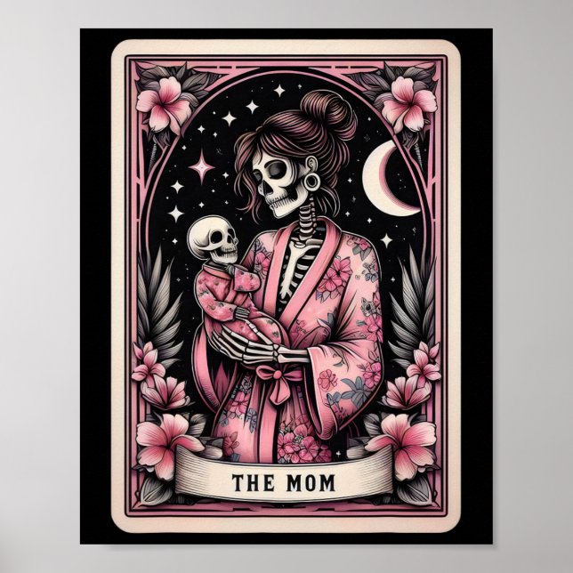 Poster Carte mère Tarot Fête des mères Pink Skeleton Mama (Devant)