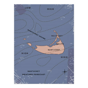 Poster Carte météo de Nantucket États-Unis
