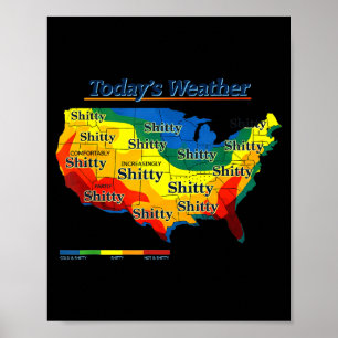 Poster Carte météo drôle de parodie américaine des prévis