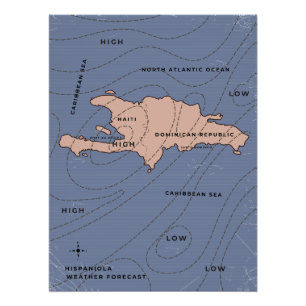 Poster Carte météorologique d'Hispaniola