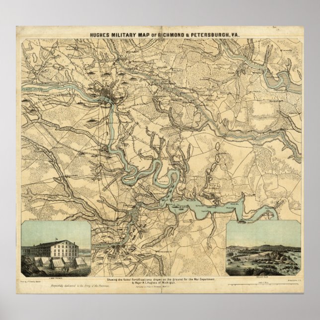 Poster Carte militaire de Richmond et Petersburgh (Devant)
