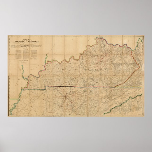 Poster Carte militaire des États du Kentucky (Devant)