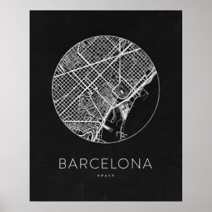 Poster Carte minimaliste de Barcelone