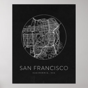 Poster Carte minimaliste de San Francisco