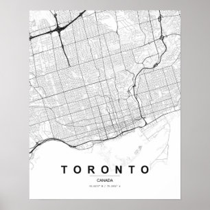 Poster Carte minimaliste de Toronto (Noir et Blanc)