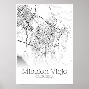 Poster Carte Mission Viejo - Californie - Carte de la vil