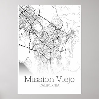 Poster Carte Mission Viejo - Californie - Carte de la vil