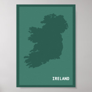 Poster Carte Moderne De L'Irlande / Éire   Irish Emerald 