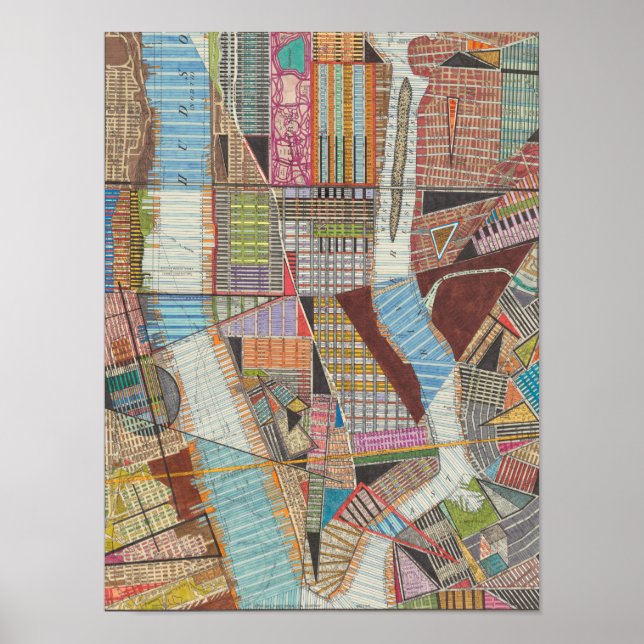 Poster Carte moderne de New York II (Devant)