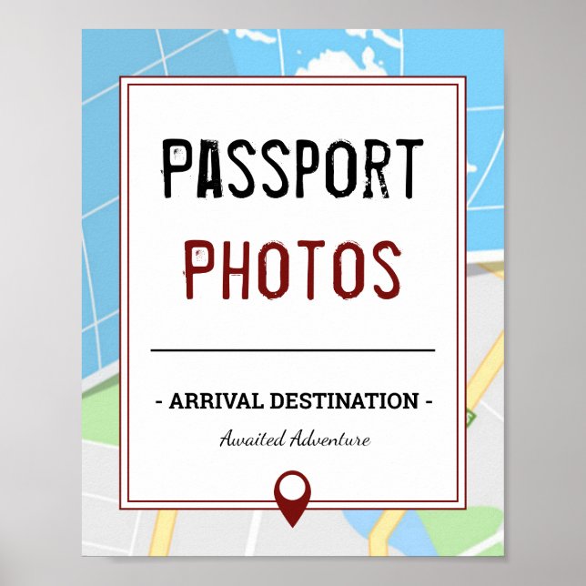 Poster Carte moderne | Voyage | Symbole photo du passepor (Devant)