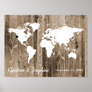Poster Carte Mondiale Bois Vieilli Livre de Poussée Autre