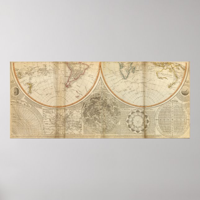 Poster Carte mondiale de l'hémisphère sud (Devant)