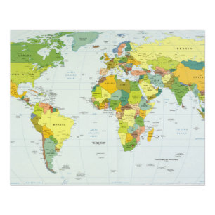 Poster Carte mondiale Globe Pays Atlas