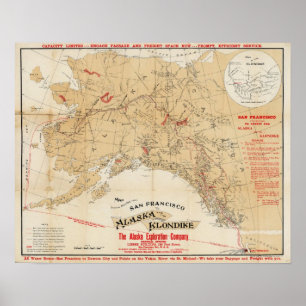 Poster Carte montrant les itinéraires de San Francisco à