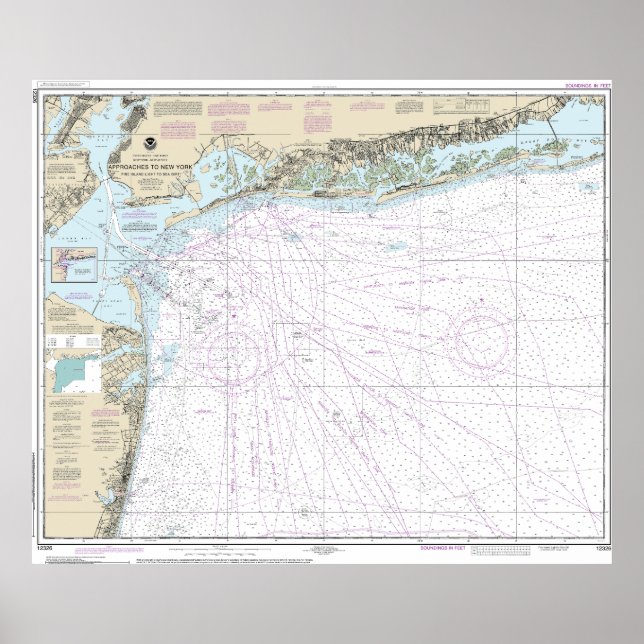 Poster Carte nautique Feu Island Light to Sea Girt 12326 (Devant)