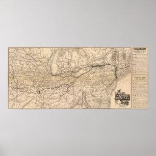 Poster Carte New York Central et Hudson River Railroad