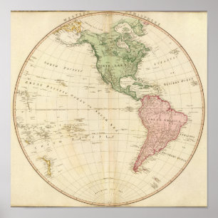 Poster Carte occidentale d'hémisphère