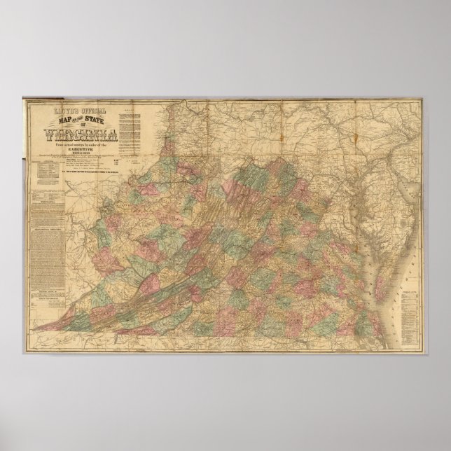 Poster Carte officielle de l'État de Virginie par Lloyd (Devant)
