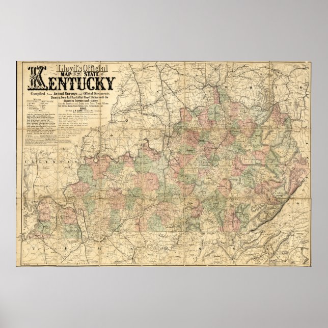 Poster Carte officielle de Llyod État du Kentucky vers 18 (Devant)