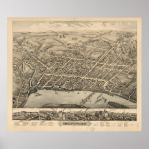 Poster Carte panoramique antique de Middletown le