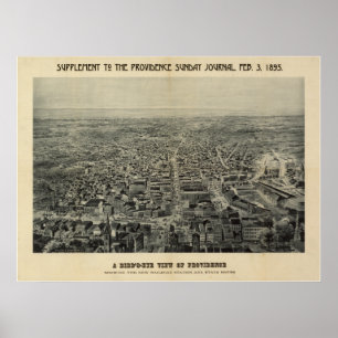 Poster Carte panoramique antique de Providence Île de