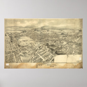 Poster Carte panoramique antique de Scranton Pennsylvanie