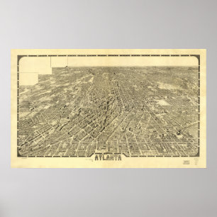 Poster Carte panoramique Atlanta Georgia 1919