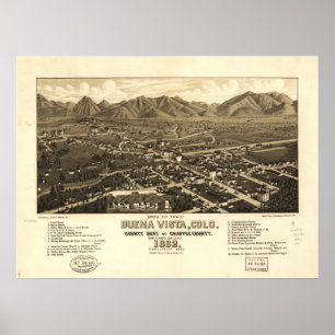 Poster Carte panoramique de Buena Vista le Colorado 1882