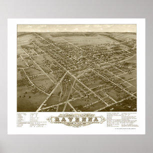 Poster Carte panoramique de Ravenne, OH - 1882