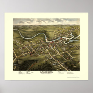 Poster Carte panoramique de Rochester, NH - 1877