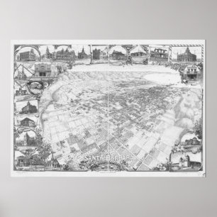 Poster Carte panoramique de Santa Barbara la Californie