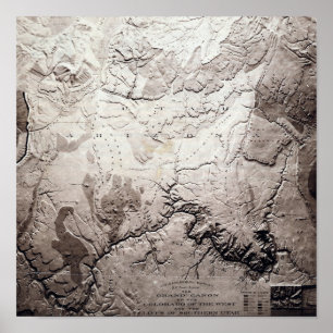 Poster Carte panoramique du Grand Canyon du Colorado et d