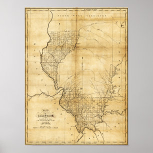 Poster Carte panoramique IllinoisIllinois