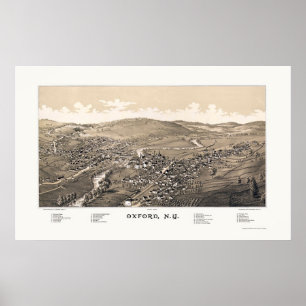 Poster Carte panoramique Oxford NY 1888