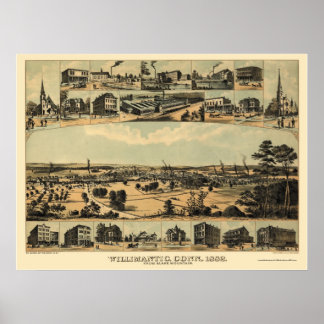 Poster Carte panoramique Wilimantic CT - 1882