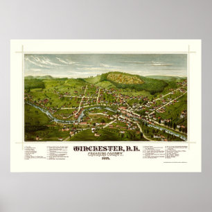 Poster Carte panoramique Winchester, NH - 1887