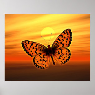 Poster Carte Papillon