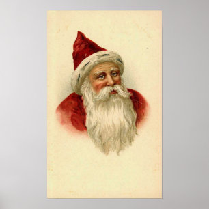 Poster Carte Père Noël vintage
