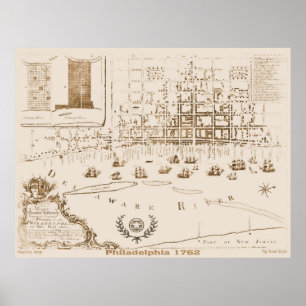Poster Carte Philadelphie 1762, réplique