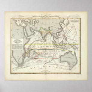 Poster Carte physique des mers indiennes