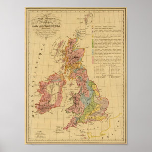 Poster Carte physique et minéralogique