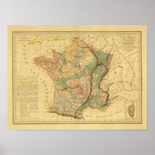 Poster Carte physique et minéralogique de la France